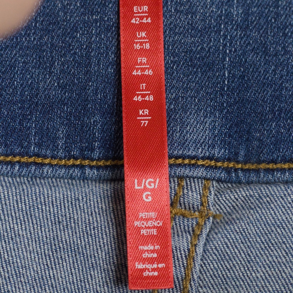 SPANX Ankle Straight Leg Pull On Denim Jeans Medium Wash Sz L Petite - Picture 9 of 9